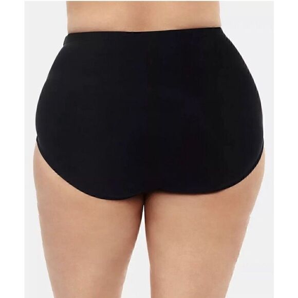 New Swim Solutions Plus Size Mid-Rise Tummy-Control Swim Bottoms Black Size 24W - Picture 4 of 14